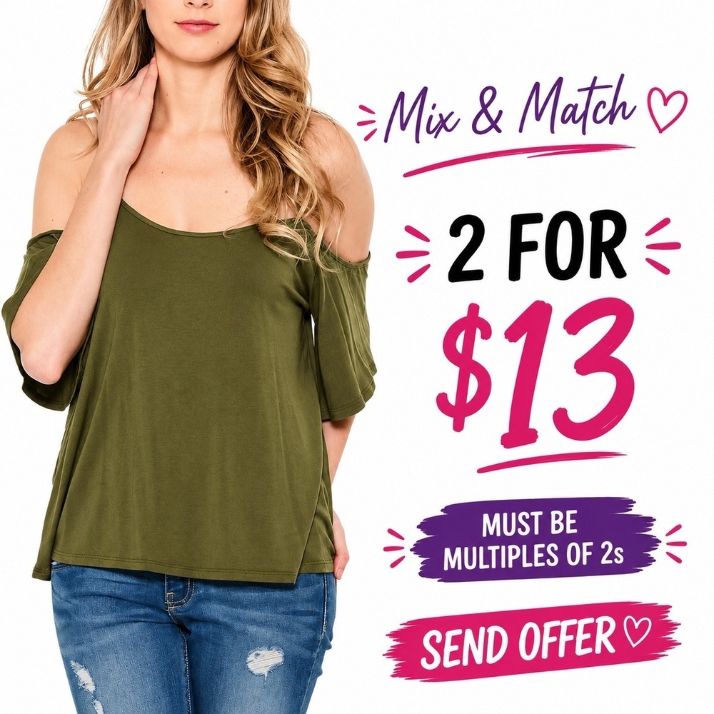 Heart & Hips Green Cold Shoulder Scoop Neck Top Casual Shirt Size Medium